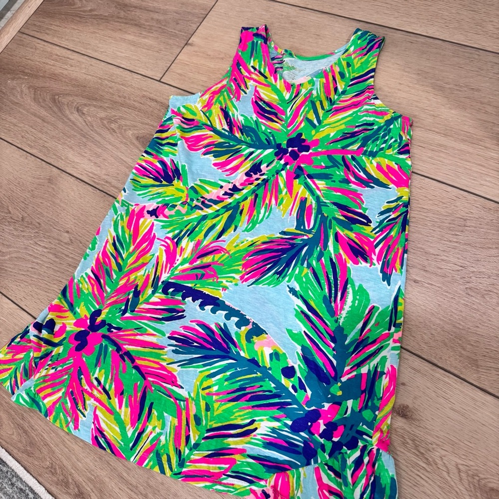Lilly Pulitzer girls dress XL 12-14 tropical Island Time Hawaiian palm tree